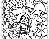 Aztec Warrior Coloring Printable Adult sketch template