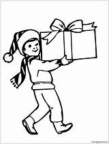 Christmas Boy Coloring Pages Gifts Color sketch template