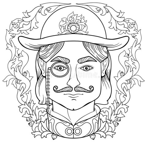 zentangle coloring page  man face  vintage style stock