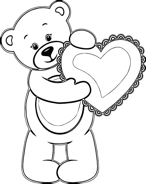 awesome girl bear heart coloring page sanat