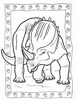 Coloring Dinosaurs Triceratops Kids Pages Color Simple Children sketch template