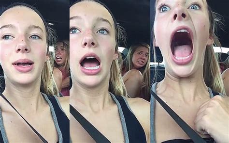 slow mo selfie vid captures exact moment girls realise a wasp is in the car