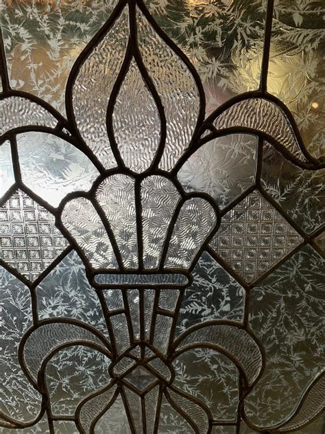 Large Victorian Clear Textured Stained Glass Window