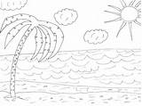 Colouring Beach sketch template