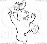 Jackalope Excited Clipart Cartoon Jumping Coloring Outlined Vector Cory Thoman Regarding Notes sketch template