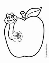 Apple Coloring Worm Simple Kids Pages Printable Fruits Find sketch template