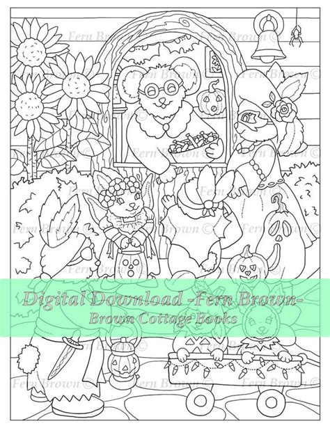 halloween rabbits adult coloring page bunny printable  etsy