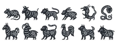 traditional chinese zodiac set    animals  chinese  year