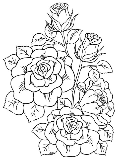 printable realistic flower coloring pages