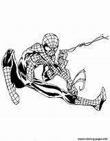 Swinging Coloring Spider Man Pages Colouring Web Printable sketch template