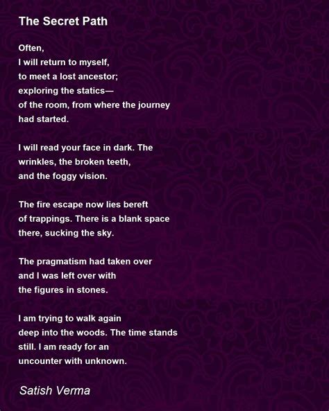 secret path  secret path poem  satish verma
