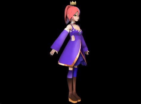3d model anime girl low poly character 6 vr ar low poly rigged