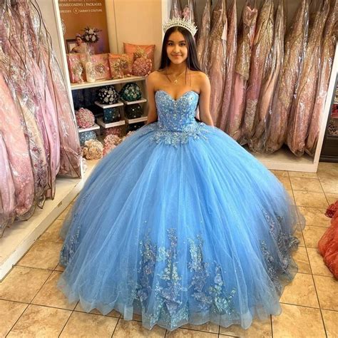 Angelsbridep Sky Blue Tulle Ball Gown Quinceanera Dresses Sweet 16