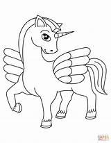 Coloring Unicorn Pages Cute Winged Printable Drawing sketch template