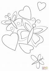 Coloring Hearts Butterflies Pages Heart Butterfly Supercoloring Printable Hjärtan Para Gratis Att Bilder Ut Skriva Målarbilder Flower Valentine Dag Alla sketch template