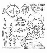 Publix Coloring Pages Darcie Cling Mounted Mermaid Stamps Stamp Rubber Digital sketch template