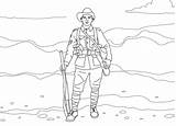 Anzac Coloring Soldado Remembrance sketch template