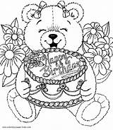 Coloring Birthday Pages Kids Happy Printable Adults Color Adult Holiday Bear Colouring Mandala Cards Sheets Sheet Gif Birthdays Bears Season sketch template