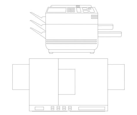 printer plan  elevation autocad file cadbull