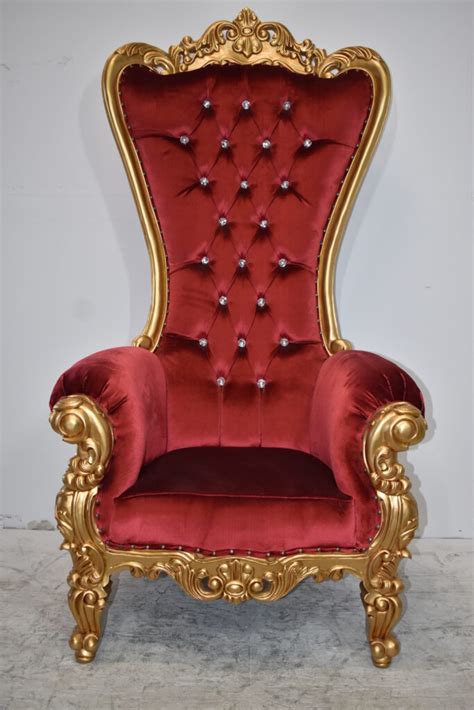 Kings Chair Red And Gold Colors Giant Size Size 30 X 35 X 71h Nifao