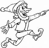 Elf Coloring Pages Christmas Running Elves Printable Christmascoloring sketch template