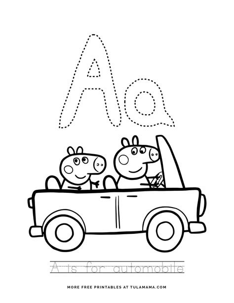 cute peppa pig alphabet tracing sheet printables tracing