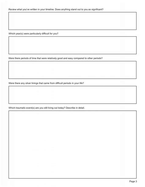 trauma timeline therapy worksheet  therapybypro  printable