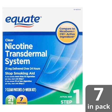 equate nicotine transdermal system clear patches  mg step