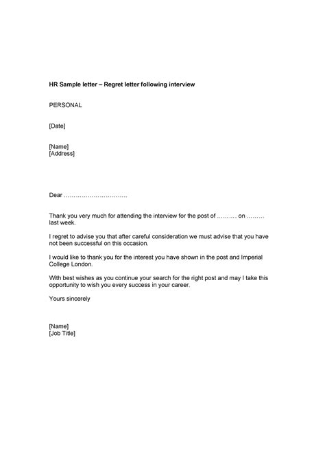 job decline letter  interview    letter template