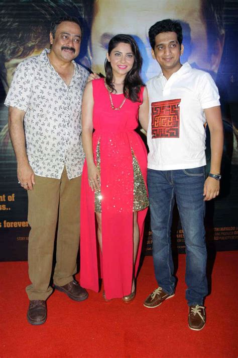 Sachin Khedekar Sonali Kulkarni And Amey Wagh During The Music Launch