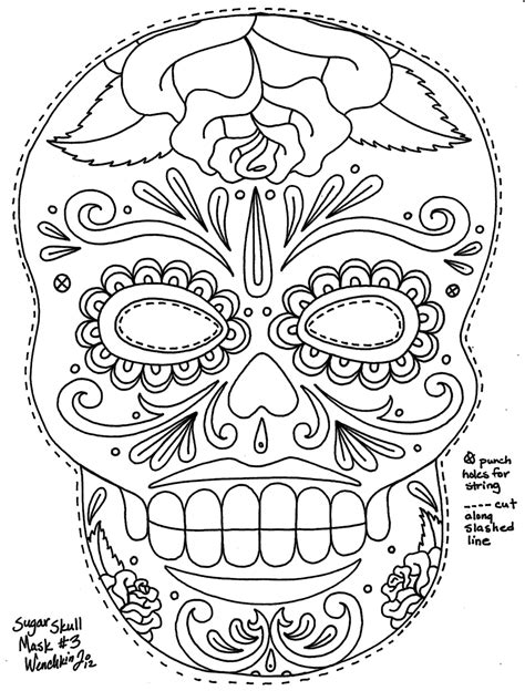 yucca flats nm wenchkins coloring pages sugar skull mask  roses