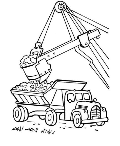 coloring pages excavator moving coal   dump truck coloring page