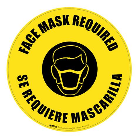 face mask required bilingual floor sign creative safety supply