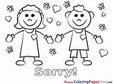 Sorry Coloring Pages Kids Colouring Sheet Apology Title Cards Template sketch template