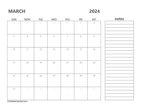 march  printable calendar  holidays