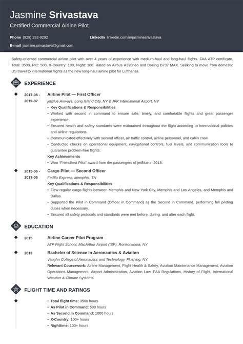 airline pilot resume template