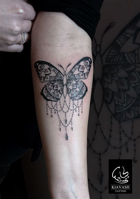 ornamental butterfly tattoo forearm girl forearm tattoo girl side