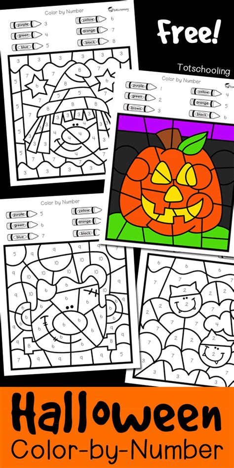 halloween color  number printable  printable word searches