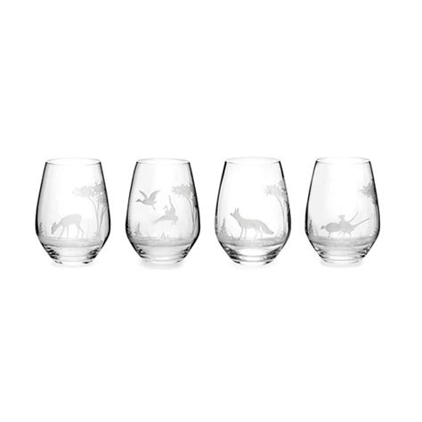 Queen Lace Crystal Stemless Wine Glasses American Wildlife