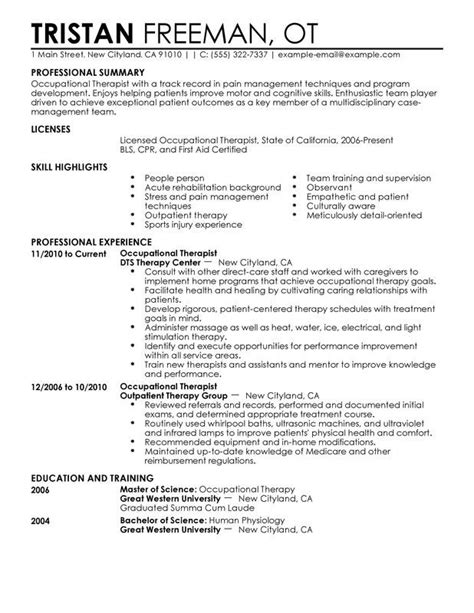 occupational therapy resume template