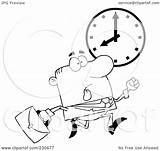 Hurried Businessman Outline Running Coloring Past Illustration Clock Royalty Clipart Rf Toon Hit sketch template