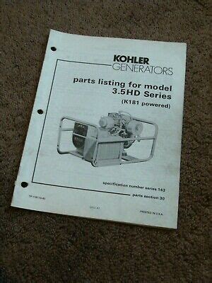 kohler generator  hd parts catalog manual series   powered ebay