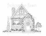 Coloring Adults Cottage Country Adult Pages House Colouring Cute Cottages Colour Drawings Books Embroidery Etsy Choose Board sketch template
