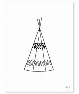 Teepee Tipi Tent Drawing Blanc Indian Poster Getdrawings Noir Tents Kids Lilipinso sketch template