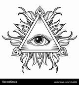 Eye Seeing Tattoo Illuminati Pyramid Symbol Vector Coloring Pages Drawing Symbols Vectors 3rd Royalty Hand Eyes Template Sketch Drawings Vectorstock sketch template