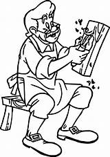 Coloring Gepetto Pinocchio Firewood Shave Wecoloringpage Pages sketch template