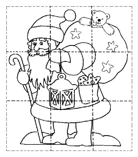 coloring page puzzle santa claus
