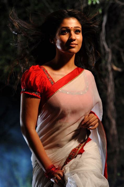 Nayantara Hot Navel Show Stills In White Saree From Kvj
