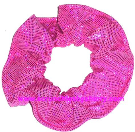 hot pink metallic spandex hair scrunchie fabric scrunchies
