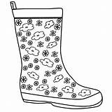 Coloring Boots Rain Outline Printable sketch template